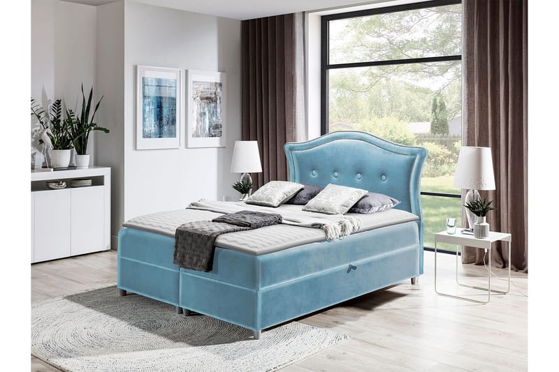 Hestra Kontinentalsäng 180x200 cm LED-belysning - Blå - Möbler - Sovrum - Sängar - Kontinentalsängar