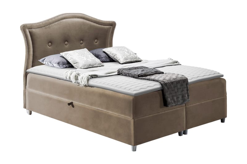 Hestra Kontinentalsäng 200x200 cm LED-belysning, Brun