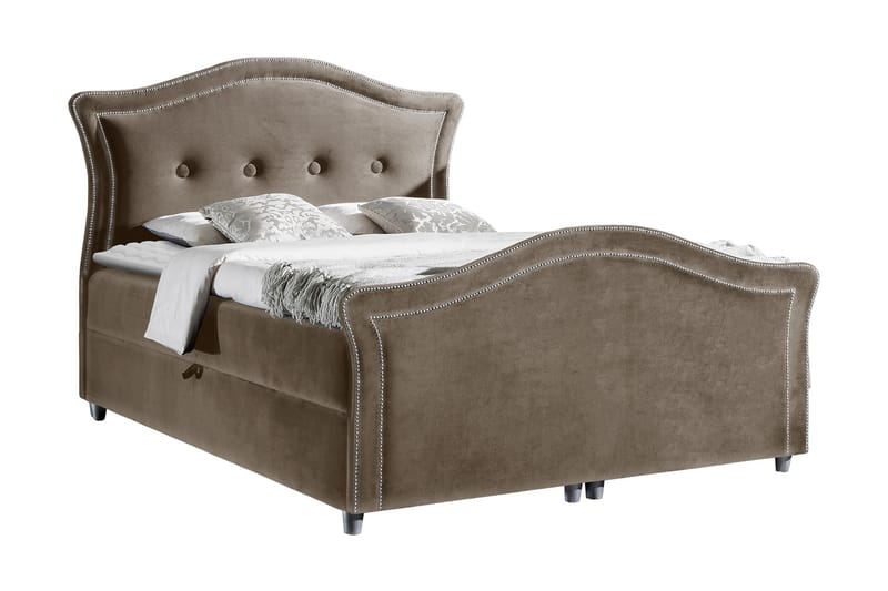 Hestra Lux Kontinentalsäng 140x200 cm LED-belysning, Brun