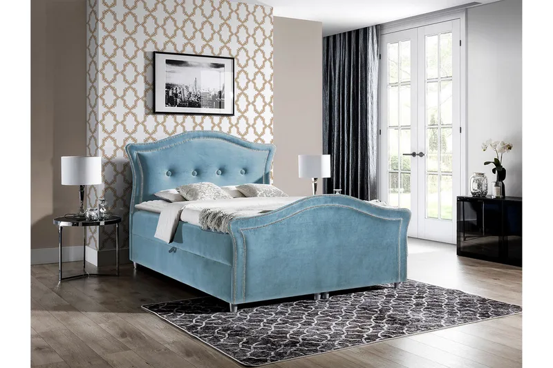 Hestra Lux Kontinentalsäng 160x200 cm LED-belysning - Blå - Möbler - Sovrum - Sängar - Kontinentalsängar