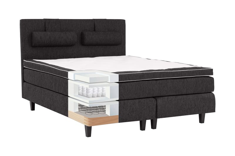 HILTON DELUXE Kontinentalsäng 120 Fast Polyeterskum Svart - M�öbler - Sovrum - Sängar - Kontinentalsängar