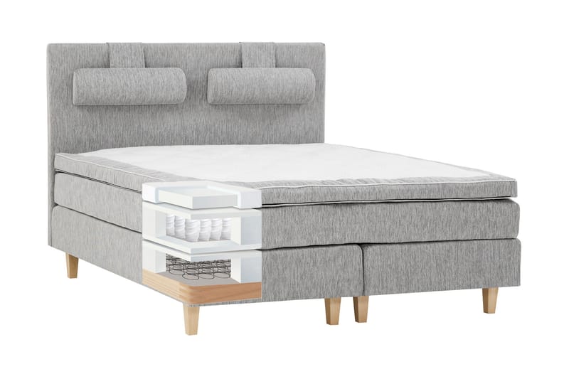 HILTON DELUXE Kontinentalsäng 180 Fast Polyeterskum Ljusgrå - Möbler - Sovrum - Sängar - Kontinentalsängar