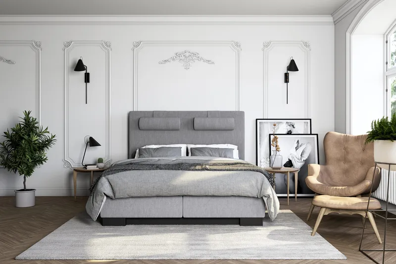 Hilton Lyx Kontinentalsäng 120x200 - Ljusgrå - Möbler - Sovrum - Sängar - Kontinentalsängar