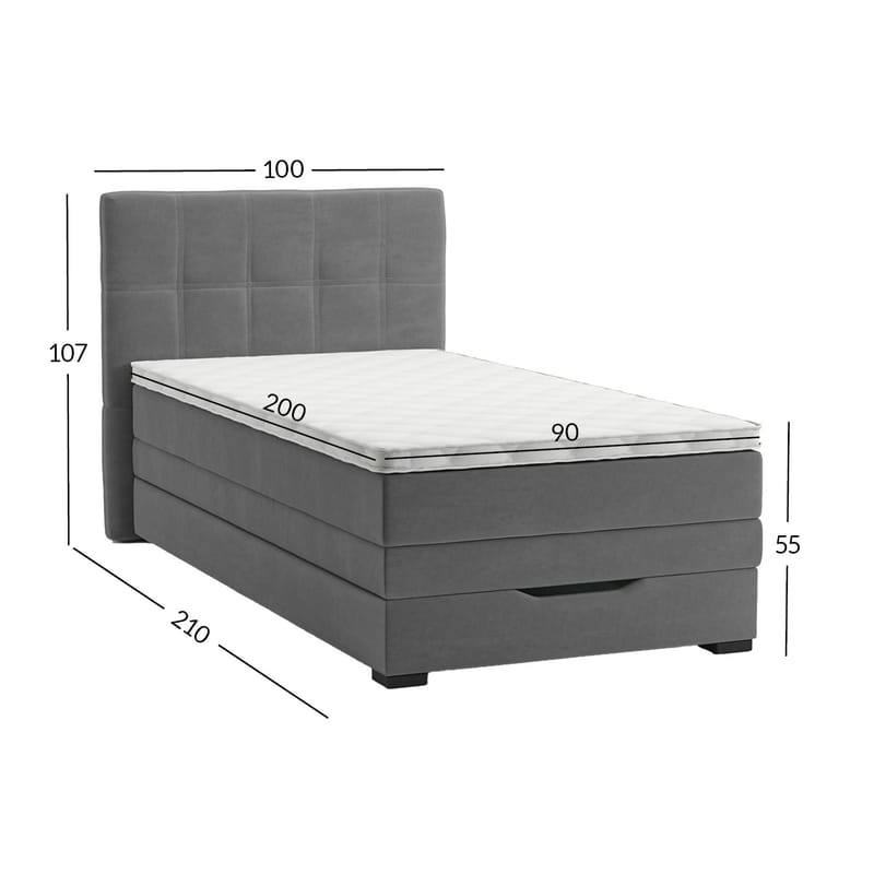 Kontinentalsäng Holvik 90x200 cm - grå - Möbler - Sovrum - Sängar - Kontinentalsängar