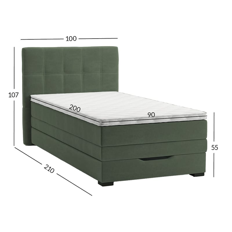 Kontinentalsäng Holvik 90x200 cm - grön - Möbler - Sovrum - Sängar - Kontinentalsängar