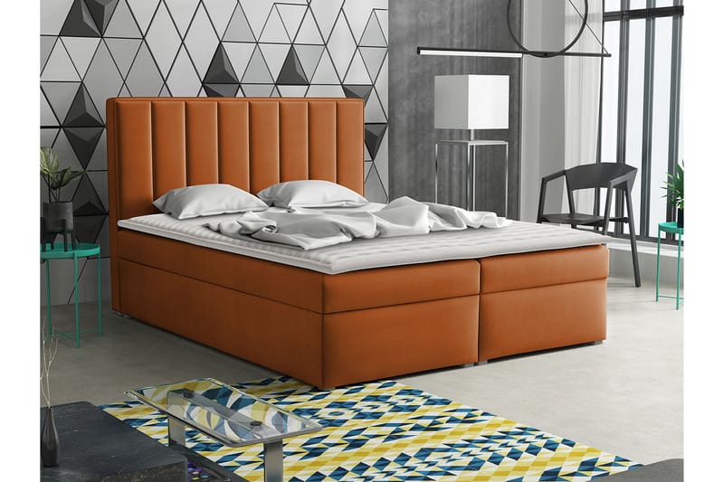 HORAM Kontinentalsäng 180x200 cm Brun/Orange - Möbler - Sovrum - Sängar - Kontinentalsängar