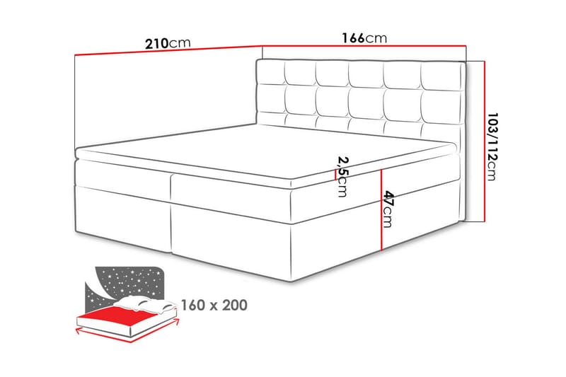 HOSTOEN Kontinentalsäng 160x200 cm Grå - Möbler - Sovrum - Sängar - Kontinentalsängar