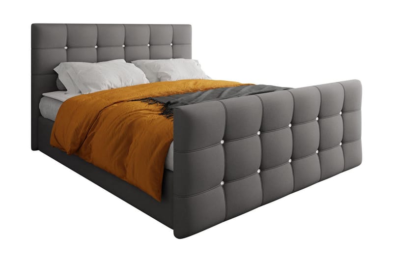 IZOBY Kontinentalsäng 160x200 cm med Sänggavel Grå - Möbler - Sovrum - Sängar - Kontinentalsängar