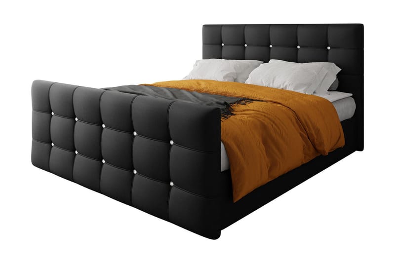IZOBY Kontinentalsäng 160x200 cm med Sänggavel Mörkgrå - Möbler - Sovrum - Sängar - Kontinentalsängar