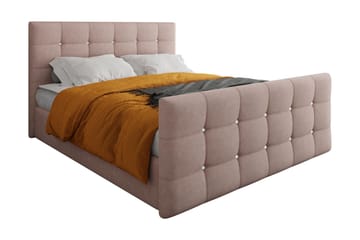 IZOBY Kontinentalsäng 160x200 cm med Sänggavel Rosa