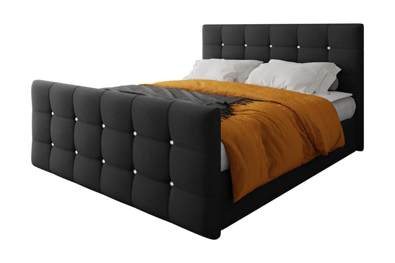 IZOBY Kontinentalsäng 160x200 cm med Sänggavel Svart - Möbler - Sovrum - Sängar - Kontinentalsängar