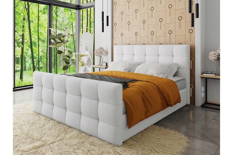 IZOBY Kontinentalsäng 180x200 cm med Sänggavel Vit - Möbler - Sovrum - Sängar - Kontinentalsängar