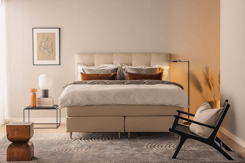 KALASHI Kontinentalsäng Boucle 160x200 Beige - Möbler - Sovrum - Sängar - Kontinentalsängar