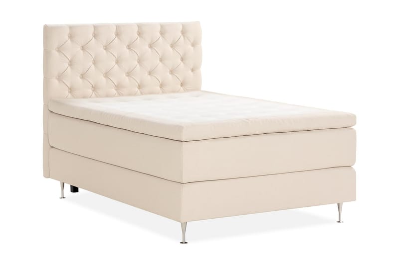 KALASHI Sängpaket Boucle 140x200 Djuphäftad gavel Ljusbeige - Möbler - Sovrum - Sängar - Komplett Sängpaket