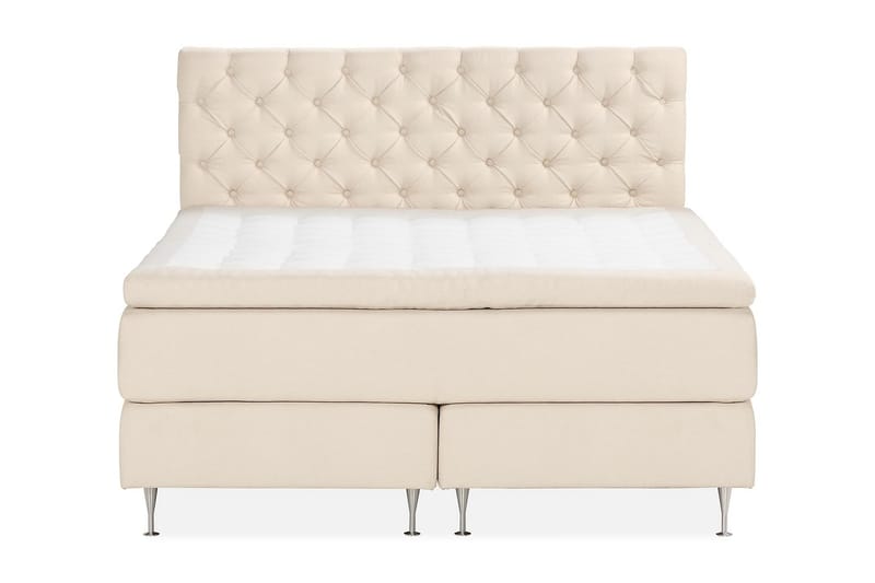 KALASHI Sängpaket Boucle 180x200 Djuphäftad gavel Ljusbeige - Möbler - Sovrum - Sängar - Kontinentalsängar