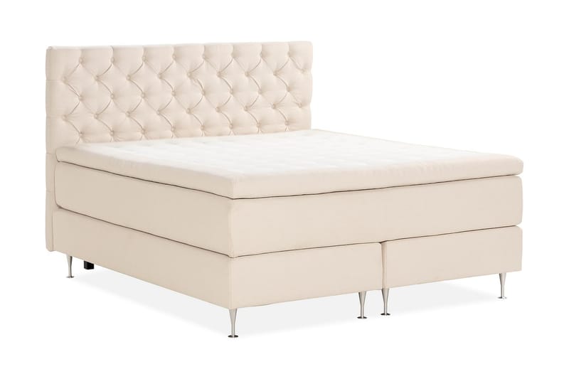 KALASHI Sängpaket Boucle 180x200 Djuphäftad gavel Ljusbeige - Möbler - Sovrum - Sängar - Kontinentalsängar
