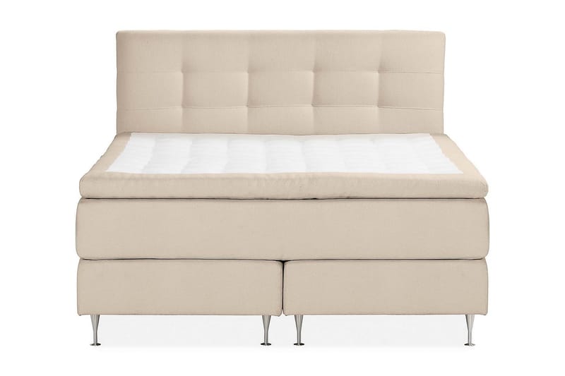 KALASHI Sängpaket Boucle 180x200 Knappad gavel Beige - Möbler - Sovrum - Sängar - Kontinentalsängar