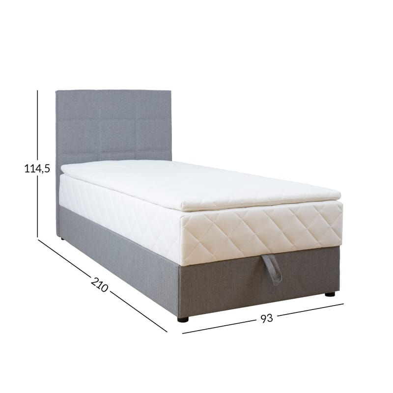 Kontinentalsäng Kalen med madrass 90x200 cm - Grå - Möbler - Sovrum - Sängar - Kontinentalsängar