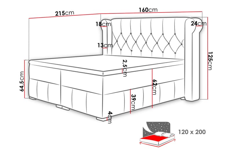 KALLSTORP Kontinentalsäng 120x200 cm Grå - Grå - Möbler - Sovrum - Sängar - Kontinentalsängar