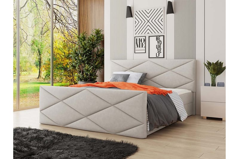 KARST Kontinentalsäng 180x200 cm med Sänggavel Beige - Möbler - Sovrum - Sängar - Kontinentalsängar