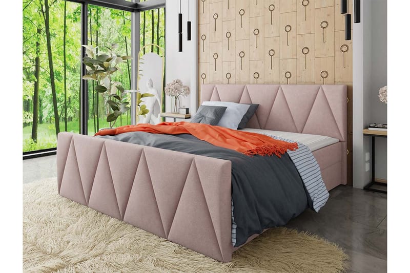 KARST Kontinentalsäng 180x200 cm med Sänggavel Rosa - Möbler - Sovrum - Sängar - Kontinentalsängar