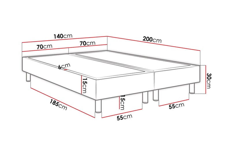 KERANZA Kontinentalsäng 140x200 cm Blå - Komplett Sängpaket - Kontinentalsängar