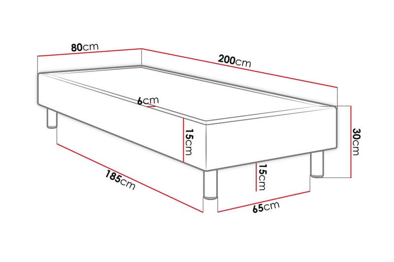 KERANZA Kontinentalsäng 80x200 cm Mörkgrå - Komplett Sängpaket - Kontinentalsängar