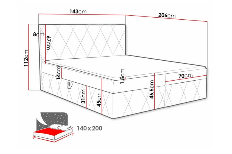 Kintore Kontinentalsäng 140x200 cm Gul - Möbler - Sovrum - Sängar - Kontinentalsängar