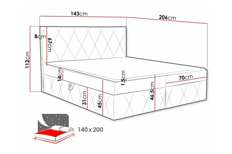 Kintore Kontinentalsäng 140x200 cm - Möbler - Sovrum - Sängar - Kontinentalsängar