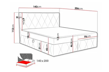 Kintore Kontinentalsäng 140x200 cm - Möbler - Sovrum - Sängar - Kontinentalsängar