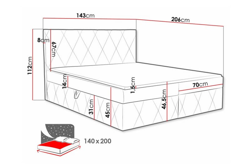 Kintore Kontinentalsäng 140x200 cm - Möbler - Sovrum - Sängar - Kontinentalsängar