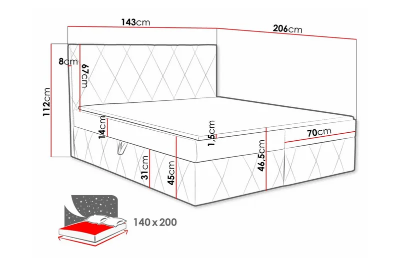 Kintore Kontinentalsäng 140x200 cm - Möbler - Sovrum - Sängar - Kontinentalsängar