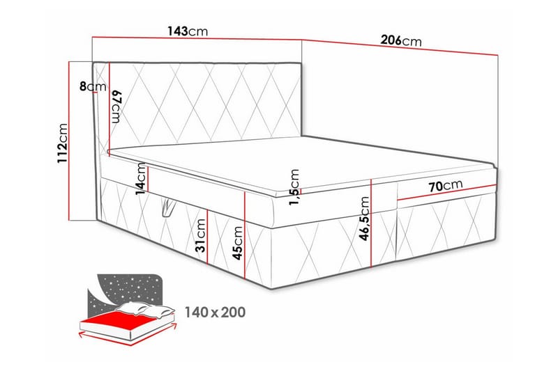 Kintore Kontinentalsäng 140x200 cm - Möbler - Sovrum - Sängar - Kontinentalsängar