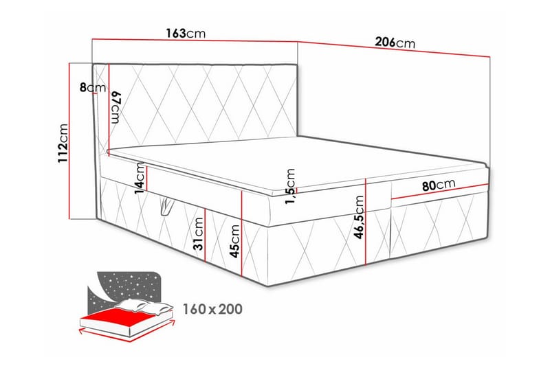 Kintore Kontinentalsäng 160x200 cm Svart - Kontinentalsängar