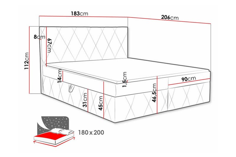 Kintore Kontinentalsäng 180x200 cm Gul - Kontinentalsängar