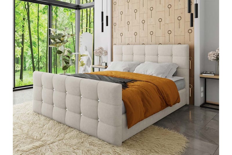 Kleos Kontinentalsäng 140x200cm med Sänggavel  Beige  Be - Beige - Möbler - Sovrum - Sängar - Kontinentalsängar
