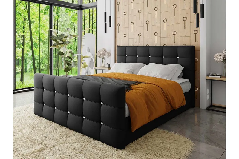 Kleos Kontinentalsäng 140x200cm med Sänggavel - Mörkgrå - Möbler - Sovrum - Sängar - Kontinentalsängar