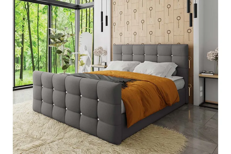 Kleos Kontinentalsäng 180x200cm med Sänggavel  Grå  Grå - Grå - Möbler - Sovrum - Sängar - Kontinentalsängar