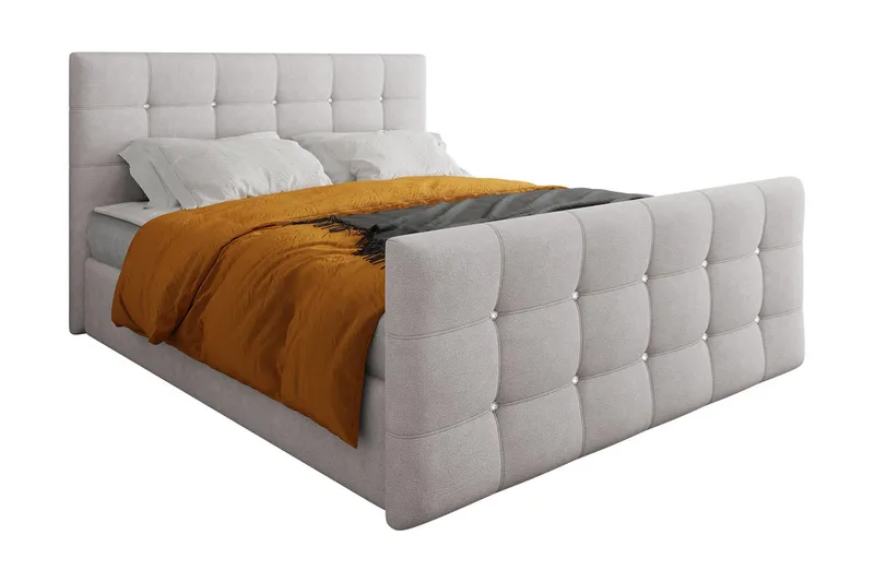 Kleos Kontinentalsäng 180x200cm med Sänggavel, Ljusgrå