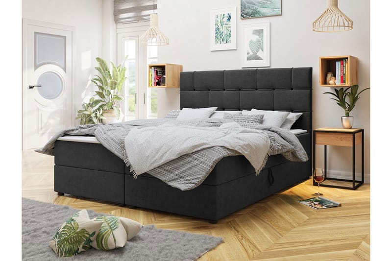 Kontinentalsäng 160x200 cm Mörkgrå - Mörkgrå - Möbler - Sovrum - Sängar - Kontinentalsängar