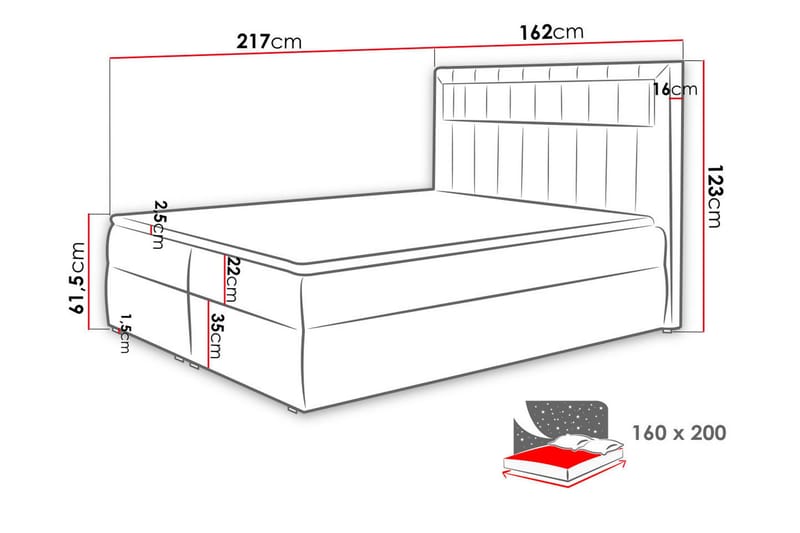 Kontinentalsäng 160x200 - Svart - Möbler - Sovrum - Sängar - Kontinentalsängar