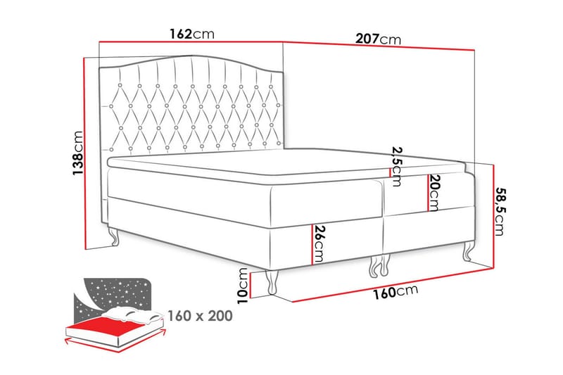 Kontinentalsäng 160x200 - Möbler - Sovrum - Sängar - Kontinentalsängar