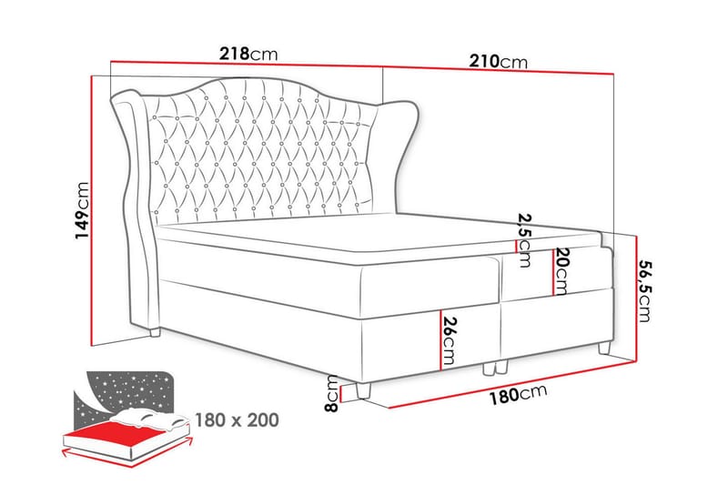 Kontinentalsäng 180x200 - Möbler - Sovrum - Sängar - Kontinentalsängar