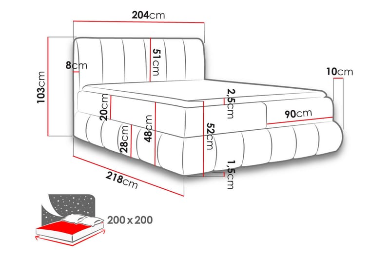 Kontinentalsäng 204x218 cm - Blå - Möbler - Sovrum - Sängar - Kontinentalsängar
