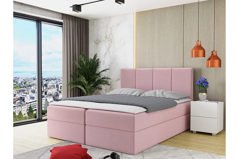 Laggano Kontinentalsäng 140x200 cm + Bäddmadrass - Rosa - Möbler - Sovrum - Sängar - Kontinentalsängar