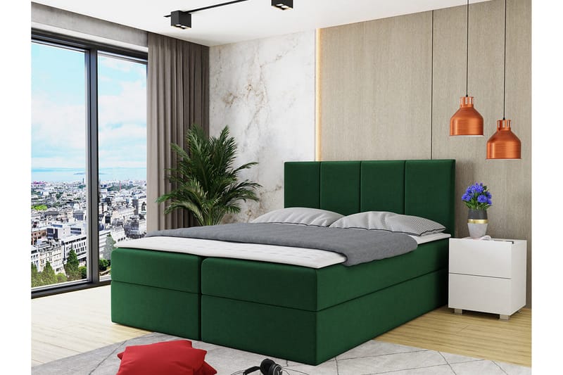 Laggano Kontinentalsäng 180x200 cm + Bäddmadrass  Grön - Grön - Möbler - Sovrum - Sängar - Kontinentalsängar