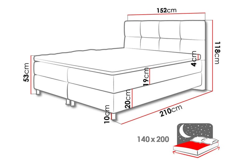 LENTOMIL Sängpaket 140x200 cm Blå - Blå - Möbler - Sovrum - Sängar - Kontinentalsängar