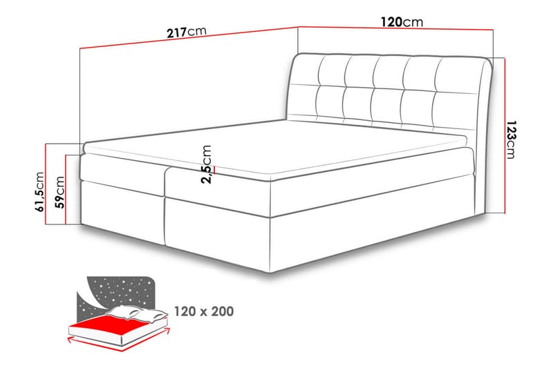 LERÅ Kontinentalsäng 120x200 Grå - Grå - Möbler - Sovrum - Sängar - Kontinentalsängar