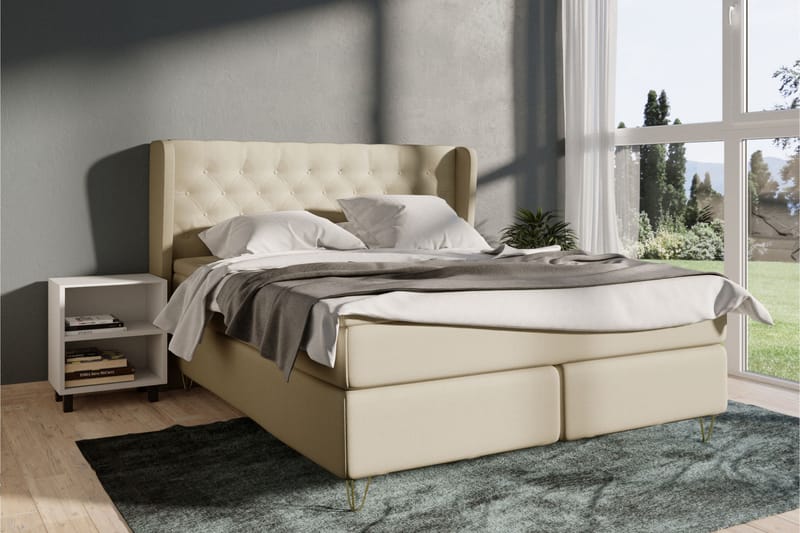 LEXI No 3 Sängpaket 180 Fast - Beige/Metall - Komplett Sängpaket - Kontinentalsängar