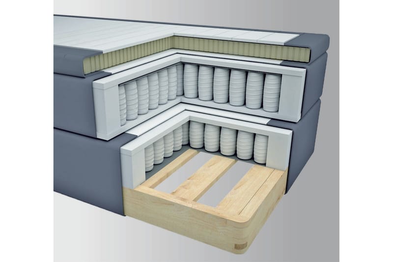 LEXI No 4 Sängpaket 120 Fast - Blå/Metall V-form - Komplett Sängpaket - Kontinentalsängar